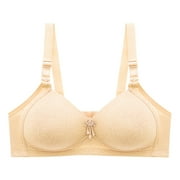 Bigersell Comfort Bra Women Bra No Underwire Push Up Underwear Vest-Style Sleep Bra Short Size Soft Bra, Style 3461, Beige 42B